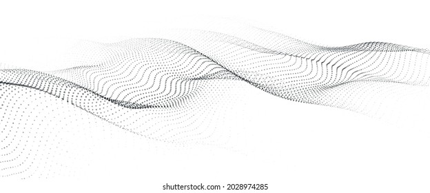 Dynamic wave of particles. Vector abstract futuristic background. Big data visualization.