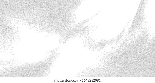 Dynamic wave of stipple dots forming abstract fluid pattern. Grunge texture with dissolve and undulate motion, elegant monochrome background for modern designs with sand, ripple, and grain effect