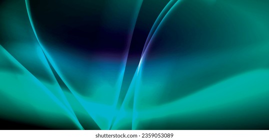 Dynamische Wellen im ätherischen Licht der Neonleuchten. Das Konzept verbindet die Bewegungsflaute mit der lebhaften Nervenanziehungskraft, die einen eindringenden Hintergrund schafft, der sowohl Vitalität als auch futuristische Eleganz verkörpert