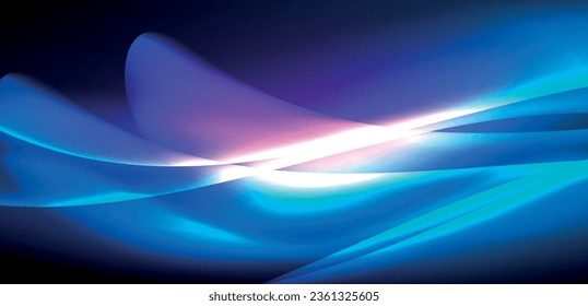 Olas dinámicas en el resplandor etéreo de las luces de neón. El concepto combina fluidez de movimiento con un atractivo vibrante de neón, artesanalmente un telón de fondo que encarna vitalidad y sofisticación futurista