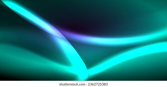 Dynamic waves in ethereal glow of neon lights. Concept merges fluidity of motion with vibrant allure of neon, crafting entrancing backdrop that embodies both vitality and futuristic sophistication