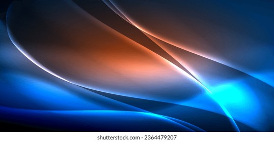 Dynamic waves in ethereal glow of neon lights. Concept merges fluidity of motion with vibrant allure of neon, crafting entrancing backdrop that embodies both vitality and futuristic sophistication