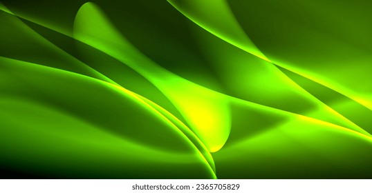 Dynamic waves in ethereal glow of neon lights. Concept merges fluidity of motion with vibrant allure of neon, crafting entrancing backdrop that embodies both vitality and futuristic sophistication