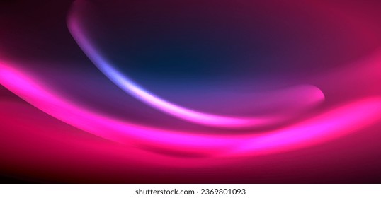 Dynamic waves in ethereal glow of neon lights. Concept merges fluidity of motion with vibrant allure of neon, crafting entrancing backdrop that embodies both vitality and futuristic sophistication