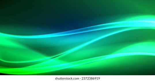 Olas dinámicas en el resplandor etéreo de las luces de neón. El concepto combina fluidez de movimiento con un atractivo vibrante de neón, artesanalmente un telón de fondo que encarna vitalidad y sofisticación futurista