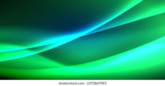 Dynamische Wellen im ätherischen Licht der Neonleuchten. Das Konzept verbindet die Bewegungsflaute mit der lebhaften Nervenanziehungskraft, die einen eindringenden Hintergrund schafft, der sowohl Vitalität als auch futuristische Eleganz verkörpert