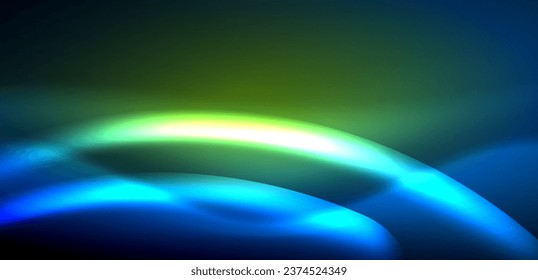 Olas dinámicas en el resplandor etéreo de las luces de neón. El concepto combina fluidez de movimiento con un atractivo vibrante de neón, artesanalmente un telón de fondo que encarna vitalidad y sofisticación futurista