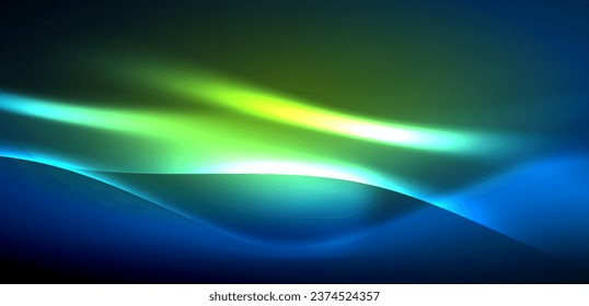 Dynamic waves in ethereal glow of neon lights. Concept merges fluidity of motion with vibrant allure of neon, crafting entrancing backdrop that embodies both vitality and futuristic sophistication