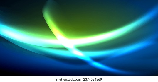 Olas dinámicas en el resplandor etéreo de las luces de neón. El concepto combina fluidez de movimiento con un atractivo vibrante de neón, artesanalmente un telón de fondo que encarna vitalidad y sofisticación futurista