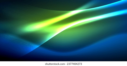 Dynamic waves in ethereal glow of neon lights. Concept merges fluidity of motion with vibrant allure of neon, crafting entrancing backdrop that embodies both vitality and futuristic sophistication
