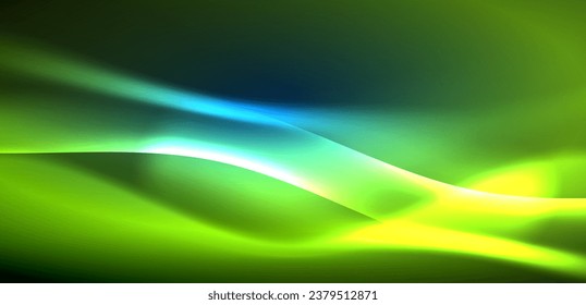 Dynamic waves in ethereal glow of neon lights. Concept merges fluidity of motion with vibrant allure of neon, crafting entrancing backdrop that embodies both vitality and futuristic sophistication