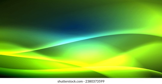 Olas dinámicas en el resplandor etéreo de las luces de neón. El concepto combina fluidez de movimiento con un atractivo vibrante de neón, artesanalmente un telón de fondo que encarna vitalidad y sofisticación futurista