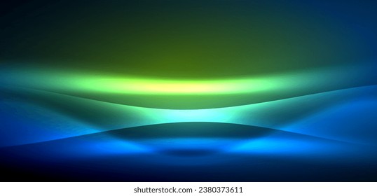 Dynamic waves in ethereal glow of neon lights. Concept merges fluidity of motion with vibrant allure of neon, crafting entrancing backdrop that embodies both vitality and futuristic sophistication