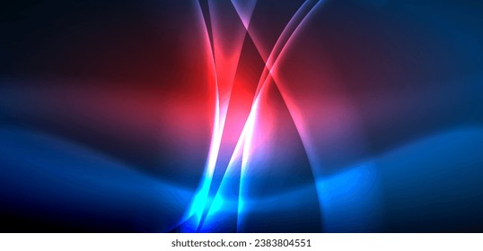 Olas dinámicas en el resplandor etéreo de las luces de neón. El concepto combina fluidez de movimiento con un atractivo vibrante de neón, artesanalmente un telón de fondo que encarna vitalidad y sofisticación futurista