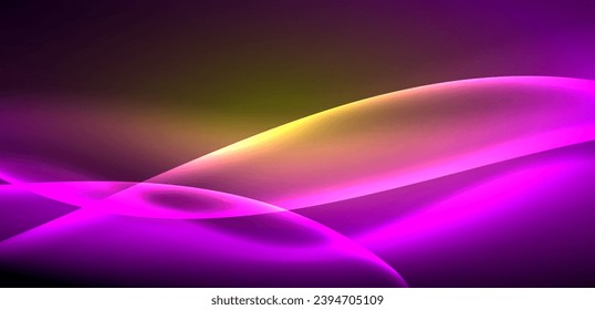 Olas dinámicas en el resplandor etéreo de las luces de neón. El concepto combina fluidez de movimiento con un atractivo vibrante de neón, artesanalmente un telón de fondo que encarna vitalidad y sofisticación futurista