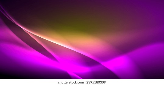 Dynamic waves in ethereal glow of neon lights. Concept merges fluidity of motion with vibrant allure of neon, crafting entrancing backdrop that embodies both vitality and futuristic sophistication