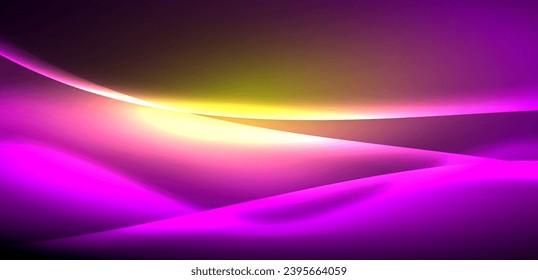 Dynamic waves in ethereal glow of neon lights. Concept merges fluidity of motion with vibrant allure of neon, crafting entrancing backdrop that embodies both vitality and futuristic sophistication