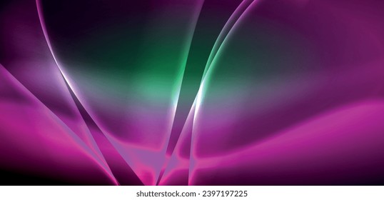 Olas dinámicas en el resplandor etéreo de las luces de neón. El concepto combina fluidez de movimiento con un atractivo vibrante de neón, artesanalmente un telón de fondo que encarna vitalidad y sofisticación futurista