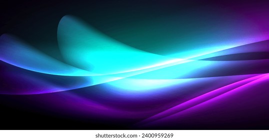 Olas dinámicas en el resplandor etéreo de las luces de neón. El concepto combina fluidez de movimiento con un atractivo vibrante de neón, artesanalmente un telón de fondo que encarna vitalidad y sofisticación futurista