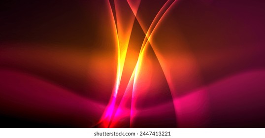 Dynamic waves in ethereal glow of neon lights. Concept merges fluidity of motion with vibrant allure of neon, crafting entrancing backdrop that embodies both vitality and futuristic sophistication