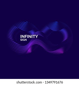 Dynamic waves form a sign of infinity. Vector illustration.