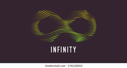 Dynamic waves form a sign of infinity. Vector modern illustration.