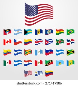 Dynamic waving flag collection 1/6 American continents