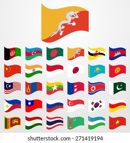 Dynamic waving flag collection 3/6 Asia