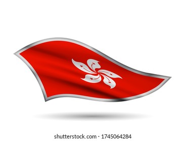 Dynamic Waving Flag of Hong Kong. Cap-band stylized.