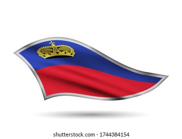 Dynamic Waving Flag of Liechtenstein. Cap-band stylized.
