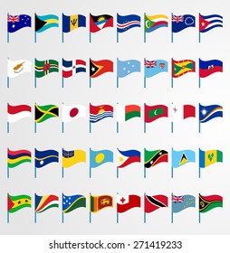 Dynamic waving flag on pole collection 4/6 Islands