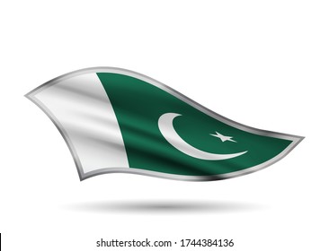 Dynamische Waving Flag von Pakistan. Cap-Band stilisiert.