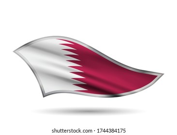 Dynamic Waving Flag of Qatar. Cap-band stylized.