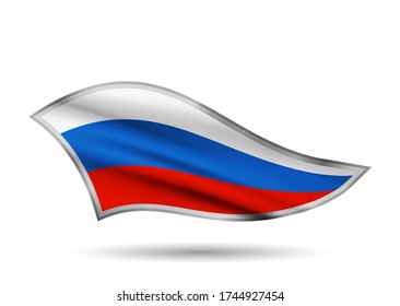 Dynamic Waving Flag of Russian Federation. Cap-band stylized.