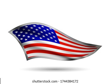 Dynamische Waving Flag der USA. Cap-Band stilisiert.