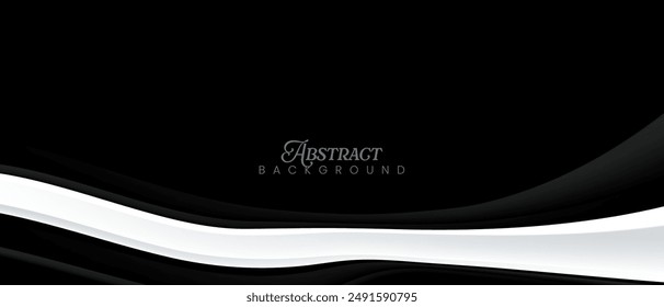 Dynamic wavy abstract background, black and white shape, minimalist clean cover design