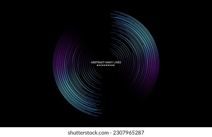 Líneas luminosas dinámicas onduladas y abstractas en colores verdes azules aisladas en fondo negro, adecuadas para los antecedentes de tecnología, comunicación, ciencia, música y otros