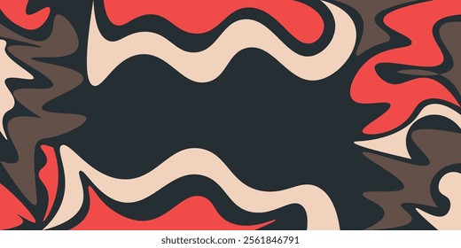 Dynamic wavy abstract vector design that combines bright and dark colors to create an artistic visual look