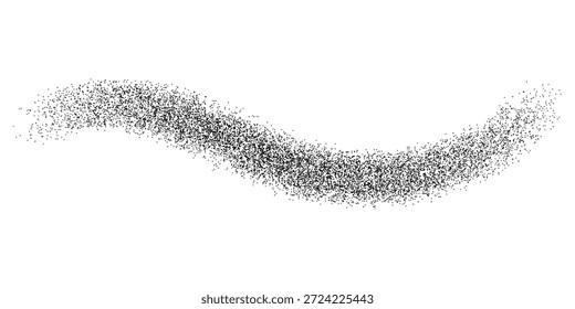 Um traçado de pincel dinâmico e ondulado renderizado com uma textura granular manchada em um plano de fundo branco limpo.