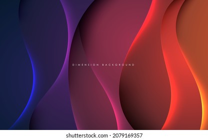 Fondo dinámico de dimensión ondulada con luz colorida y efecto de sombra