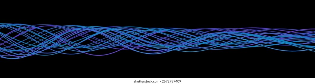 Líneas onduladas dinámicas sobre fondo negro con vibrantes tonos azules y púrpuras.
