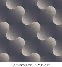 Dynamic Wavy Modern Seamless Pattern Trend Dot Work Abstract Vector Background. Continuous Tilted Curved Rounded Structure Half Tone Art Illustration for Textile Print. Loopable Graphical Abstraction