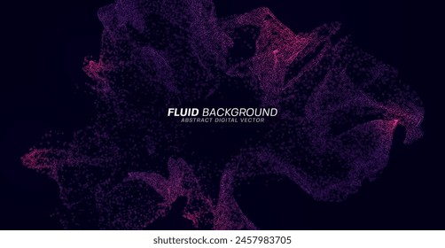 Dynamic wavy shape constructed of particles. Digital fluid background. Vector illustration.