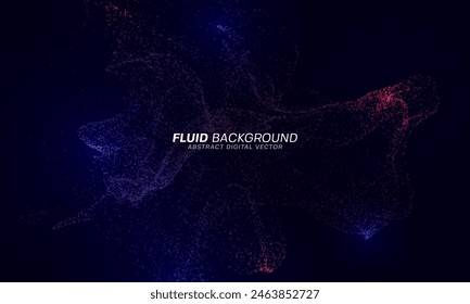Dynamic wavy shape constructed of particles. Digital fluid background. Vector illustration.