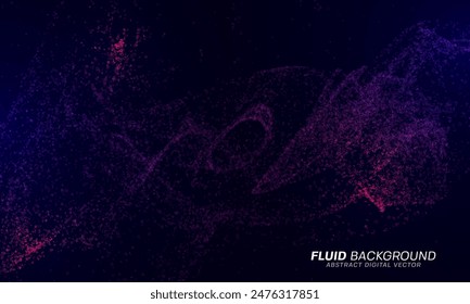 Dynamic wavy shape constructed of particles. Digital fluid background. Vector illustration.