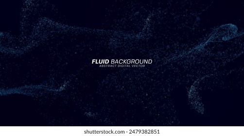 Dynamic wavy shape constructed of particles. Digital fluid background. Vector illustration.