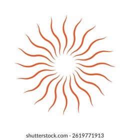 Dynamic Wavy Sunburst Vector - Vibrant Orange Design for Creative Projects