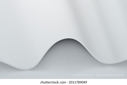 Dynamic wavy white papercut layers background