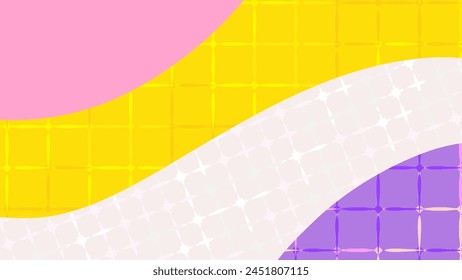 dynamic web design vector with wavy pink-yellow,white and checkered design