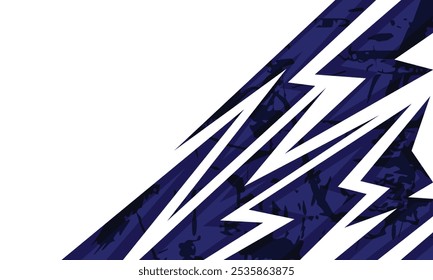 Parafusos de relâmpago branco dinâmico em um fundo azul arrojado com textura grunge. backdrop banner poster card wallpaper website header design.